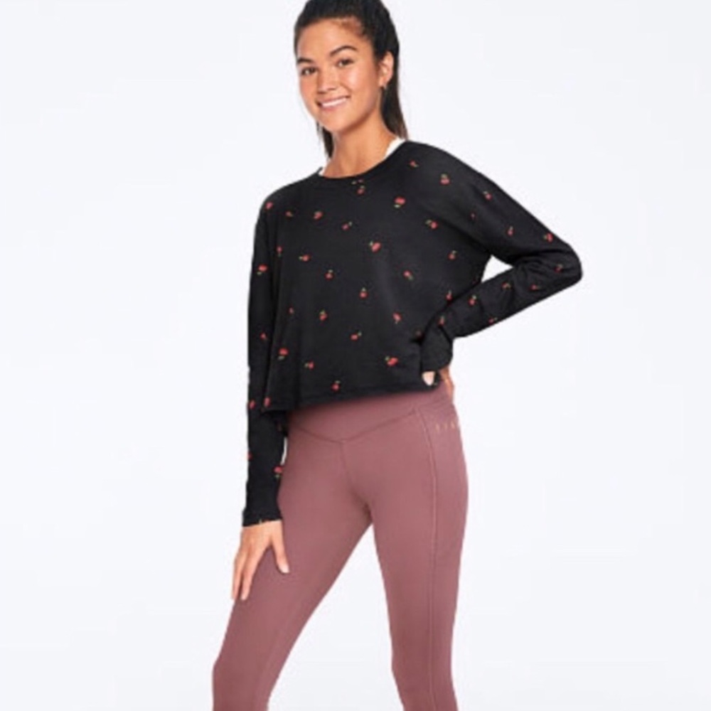 VS Pink large cherry print crop top